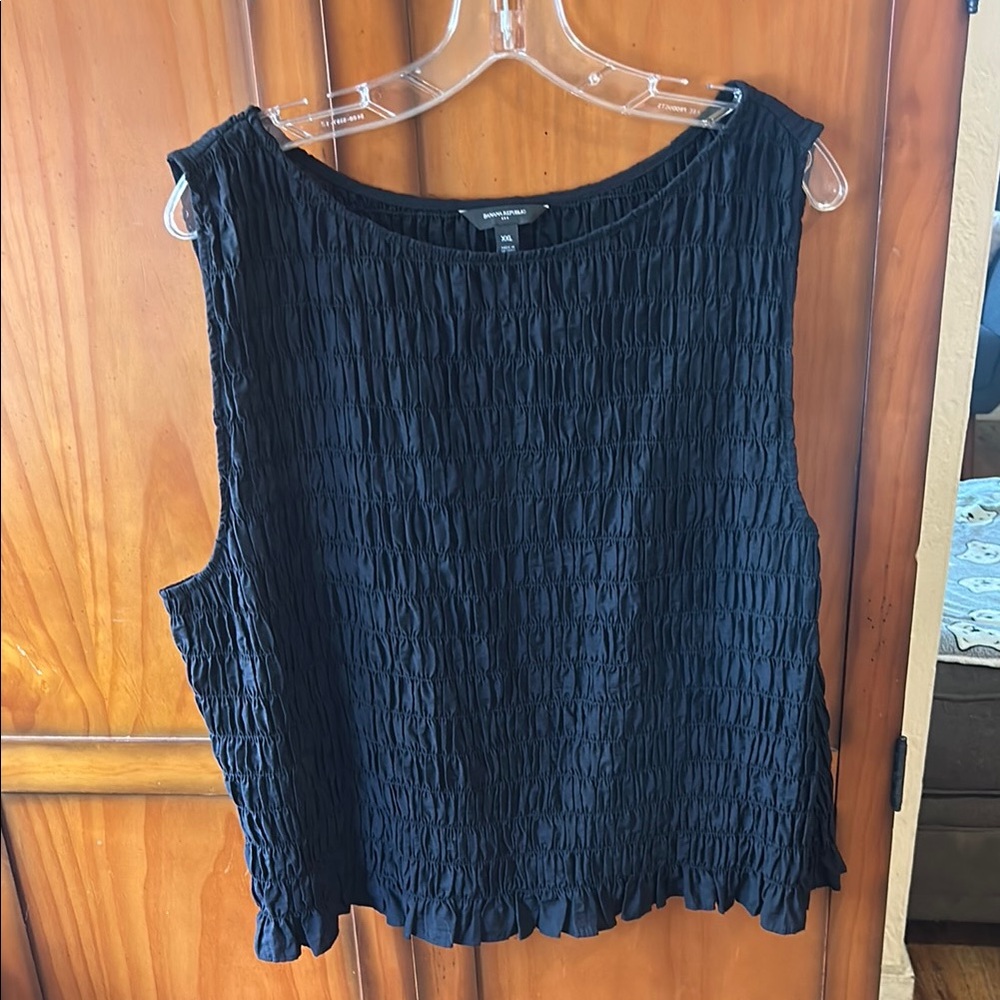 Banana Republic Black Smocked Sleeveless Tank